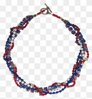 Red White And Blue Multiple Strand Twisted Choker With - Necklace Clipart