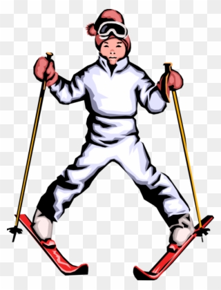 Youngster On Skis Snow - Skiing Clipart