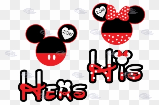 His Hers Mickey Minnie Mouse Head With Custom Names - Disney's Fairy Tale Weddings & Honeymoons Clipart