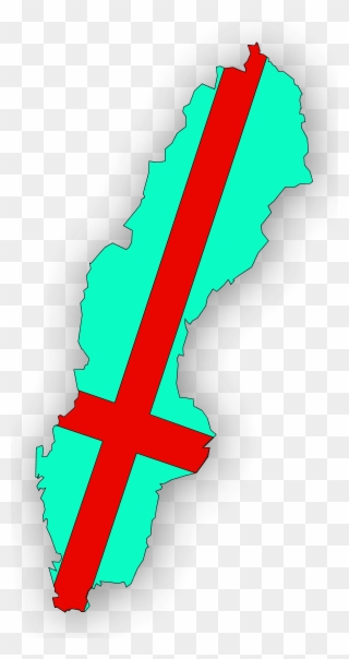 Sweden Flag In Map Vector Clip Art - Cross - Png Download
