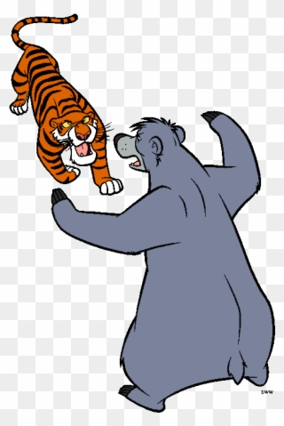 The Jungle Book Group Clip Art - Shere Khan And Baloo Cartoon - Png Download