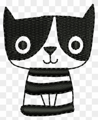 Machine Embroidery Services With Premium Quality Who - Black And White Cat Cute Clipart - Png Download