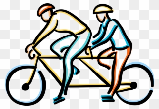 Vector Illustration Of Two Cyclists Riding On Tandem - Tandem Clipart