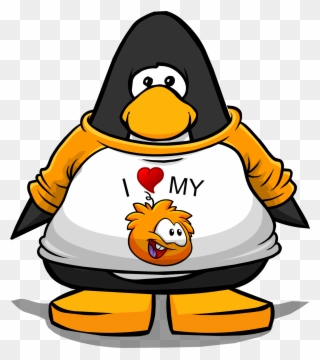 I Heart My Orange Puffle T-shirt Pc - Club Penguin Blue Lei Clipart