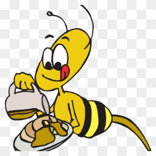 Leviva - Bee Eating Honey Cartoon Clipart