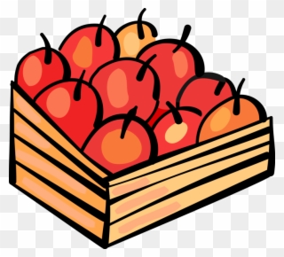 Vector Illustration Of Apple Orchard Fruit Harvest - 10 Apples In A Basket Clipart