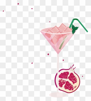 Cocktail Glass Smoothie Drink Red Pomegranate Transprent - Pomegranate Martini Illustration Clipart