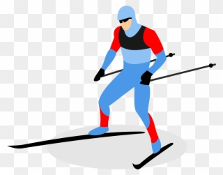 Biathlon Skiing Ski Pole Man Transprent - Cross Country Skier Cartoon Clipart