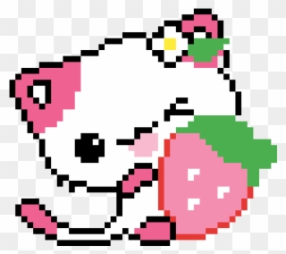 Cute Kitten Licking Strawberry - Красивые Идеи Для Личного Дневника Clipart