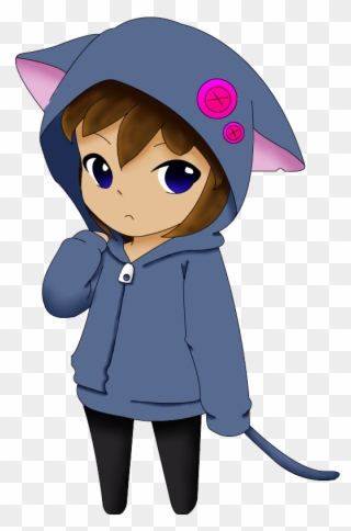 Chibi Girl In A Cat Vest By Sannyvampire On Clipart - Chibi Girl - Png Download