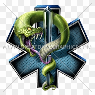 Clip Art Black And White Ems Fangs Production Ready - Star Of Life Snake - Png Download