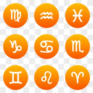 Astrology Icon In Style Flat Circle White On Orange - Vector Graphics Clipart