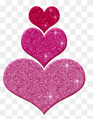 Pink Glitter Hearts Clipart - Png Download