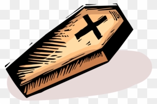 Vector Illustration Of Burial Coffin Casket With Christian - Portable Network Graphics Clipart