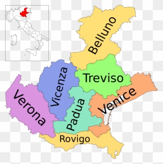 Map Of Region Of Veneto, Italy, With Provinces-en - Veneto Italy Map Clipart