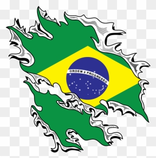 Brazilian Flag Tear Design República Federativa Do - Brazil Flag Clipart