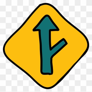 Right Y Intersection Road Sign Icon - Winding Road Sign Png Clipart