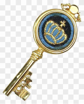 Vintage Kramer Key Pin Brooch Pendant W Embroidered - Brooch Clipart