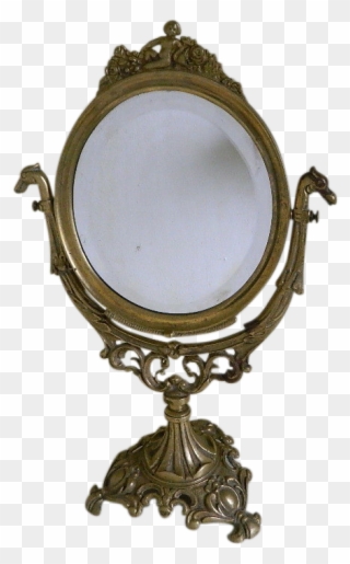Antique Brass Swivel Mirror Clipart
