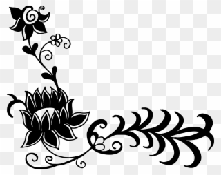 Free Download - Black And White Floral Corner Png Clipart