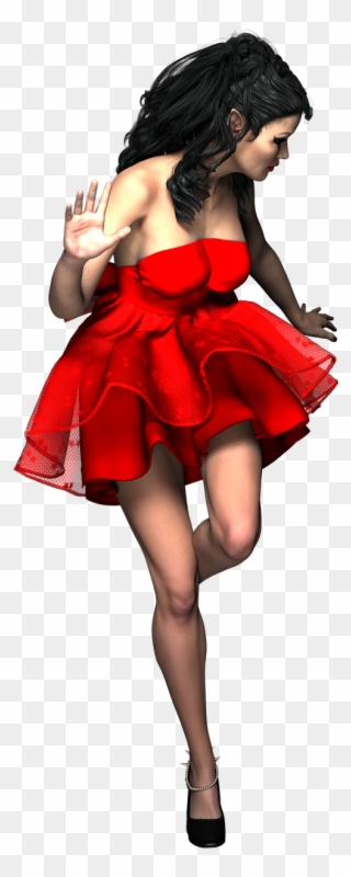 Lady Elf Red Dress Girl Woman Png Image - Red Dress Woman Png Clipart