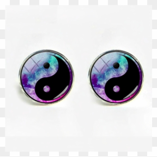 Yin Yang Galaxy Crystal Glass Cufflinks - Earrings Clipart