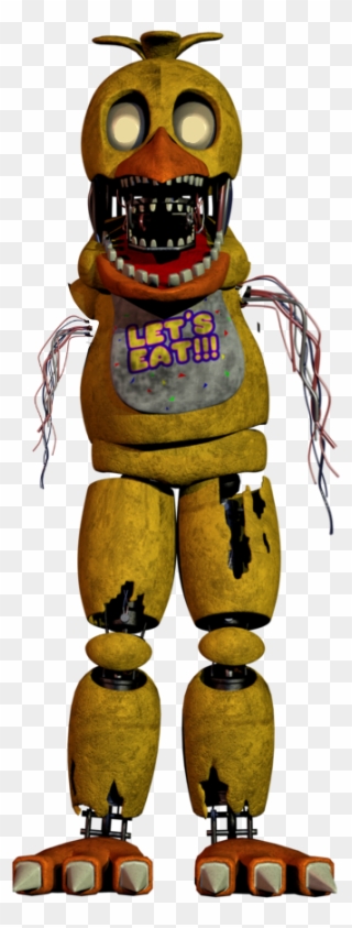 Art Five Nights Scrapped Chica Freetoedit - Withered Fnaf Funko Figure Clipart
