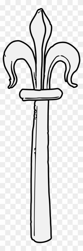 Staff Topped By A Fleur De Lys - Drawing Clipart
