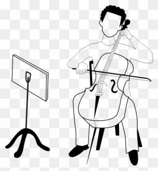Figure 2a Is A Drawing Of A Cellist During A Performance - Music Clipart