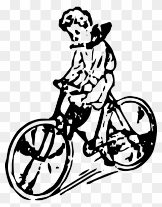 Bike,boy - Boy In The Bicycle Draw Png Clipart