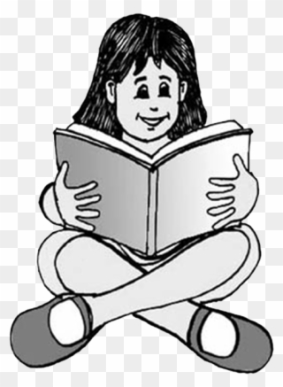 Girl Reading A Book Col 96dpi 1 - Sitting Clipart