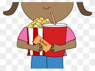 Popcorn Clipart Girl - Go To The Movies Clipart - Png Download
