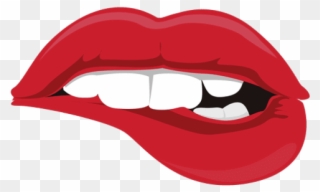 Drawn Tongue Lip Bite - Biting Lip Clipart - Png Download