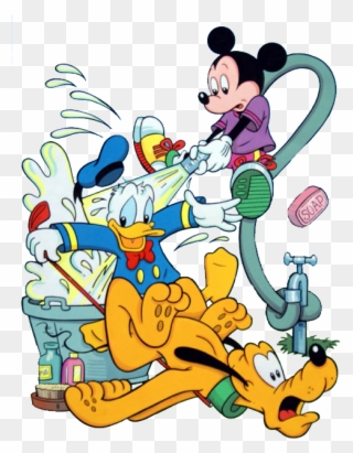 Mickey Mouse Taking Bath Pictures - Pluto Mickey Christmas Clipart - Png Download
