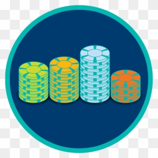 Four Stacks Of Chips In Varying Colours Are Neatly - Color Clipart
