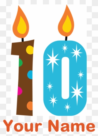 10th Birthday Clip Art 101 Clip Art Male 18th Birthday - Cafepress Custom 10th Birthday Candle 2.25" Button - Png Download