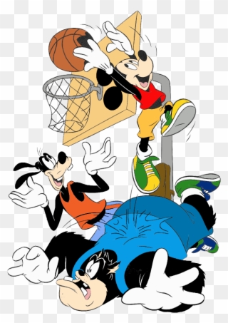 Mickey Mouse & Pals Clipart - Mickey Mouse And Goofy Playing Basketball - Png Download