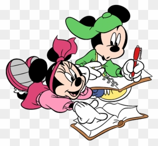 Back To School Clip Art - Mickey Mouse Studying Coloring - Png Download