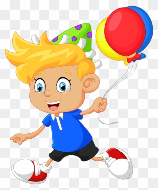 Clipart Aniversário - Little Boy Balloon Cartoon - Png Download