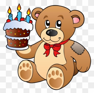 Birthday Cake Teddy Bear Clip Art - Teddy Bear Cake Clipart - Png Download