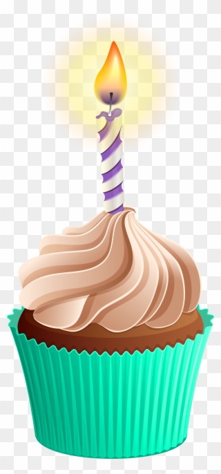 Cupcake With Candle Clipart - Png Download