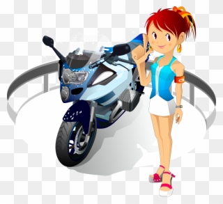 Motorcycle Harley Davidson Clip Art - Cartoon Characters Girls - Png Download