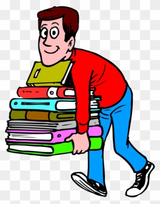 Image Result For Cartoon Of Male Librarian Carrying - Heavy Books Clipart