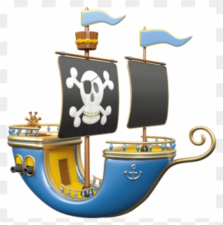 Blue Pirate Boat Stickers - Stickers Bateau Pirate Marron Clipart