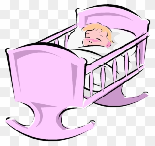 Малыши - Cartoon Baby In A Crib Clipart
