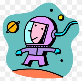 Vector Illustration Of Astronaut In Spacesuit Walks - Illustration Clipart