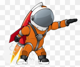 Astronaut - Astronaut And Rocket Cartoon Clipart