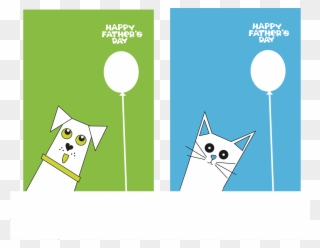 Father's Day Card With Either A White Dog Or A White - Cat Yawns Clipart