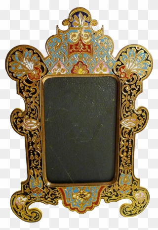 French Champleve Enamel Bronze Picture Frame - Bronze Clipart