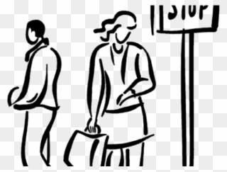 People Standing In Line Clipart - Waiting For Bus - Png Download